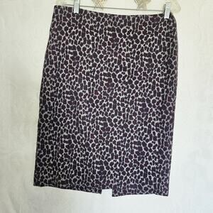 Talbots Size 10 Pleated Leopard Print Straight Pencil Skirt Bold Classic Retro